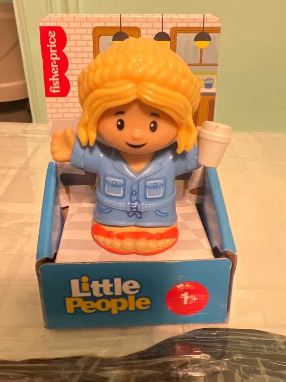 Fisher-Price Little People Blonde Figure with Light Blue Outfit and Yellow Hair